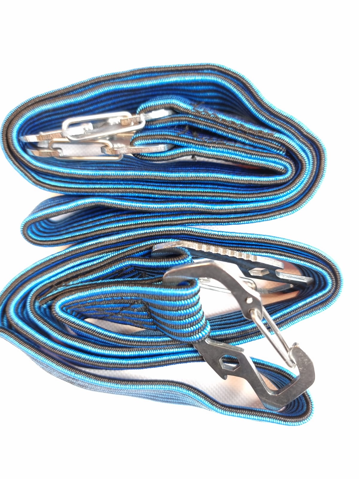 Premium blue bungee cords with carabiners