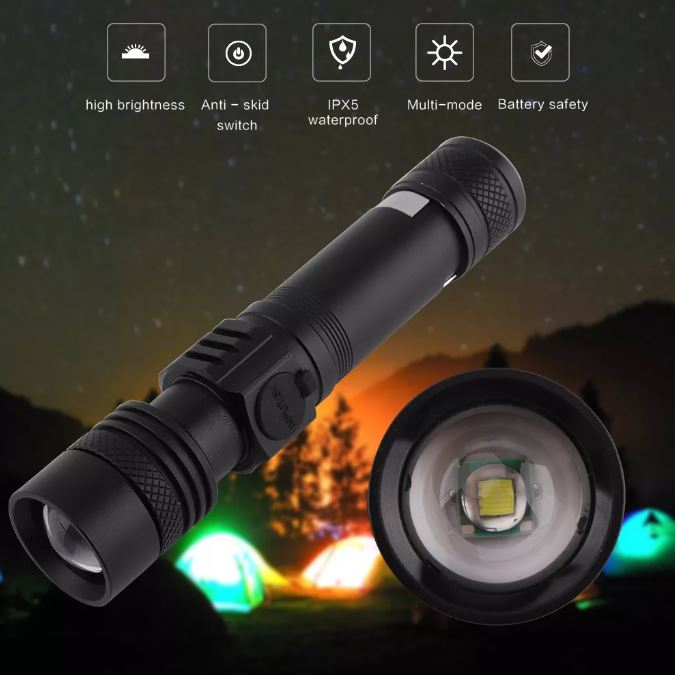 Compact 1000 Lumen Tactical Torch Rechargeable, Waterproof, and Zoomable  VOLANS