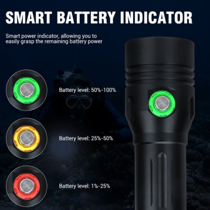 Tactical Dive Torch - 1500 Lumens, USB-C Rechargeable, 50m Dive Depth - Image 6