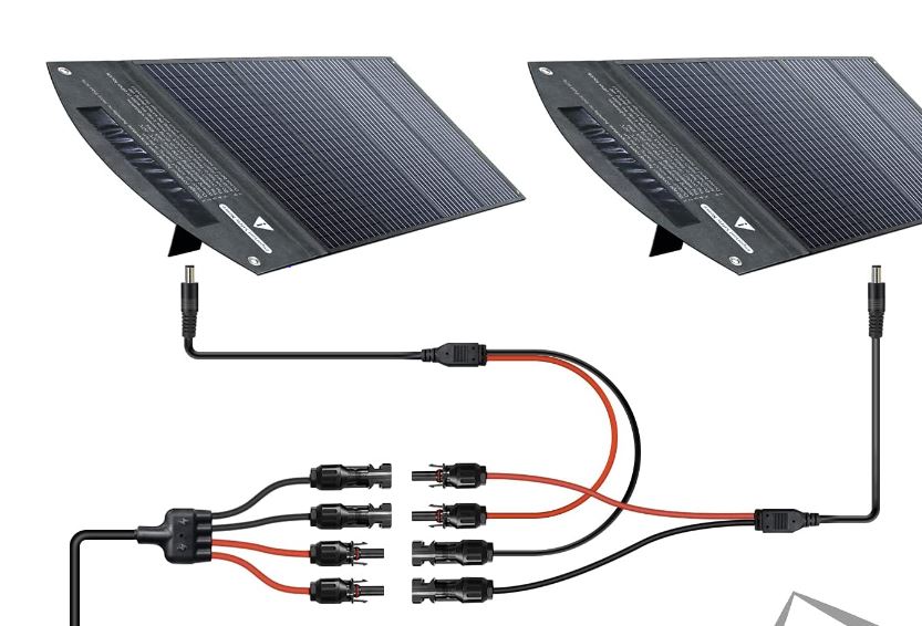 MC4 Solar Panel Cable Y Splitter, Female to 2 Males, 1Ft, 30A