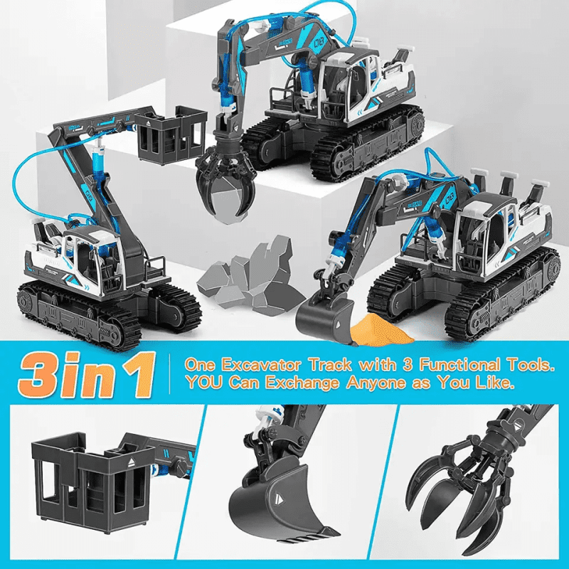 3-in-1 Excavator Kit - Hydraulic & Pneumatic Systems STEM Science Kit for Kids Age 6-8 - Image 5