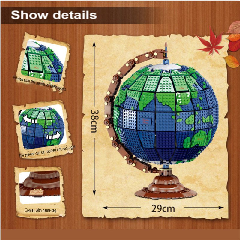 Embark on a journey of exploration with the BuildMoc The Globe Building Set for Adults. Craft your own Spinning Earth globe model and illuminate your space.