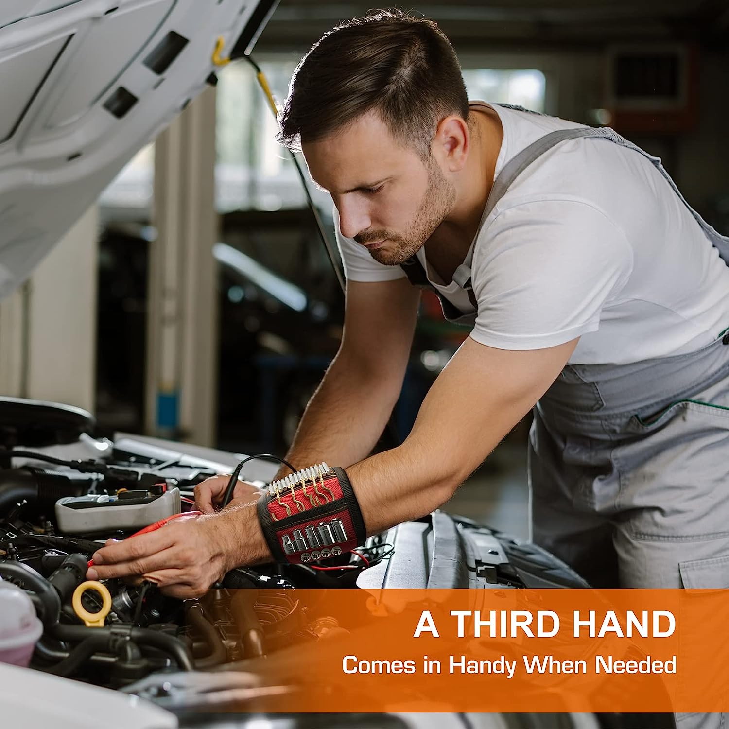 Magnetic Wristband - 5 Powerful Magnets for Holding Screws, Nails, Bolts, Drill Bits, Fasteners, Scissors, and Other Small Tools - Image 3