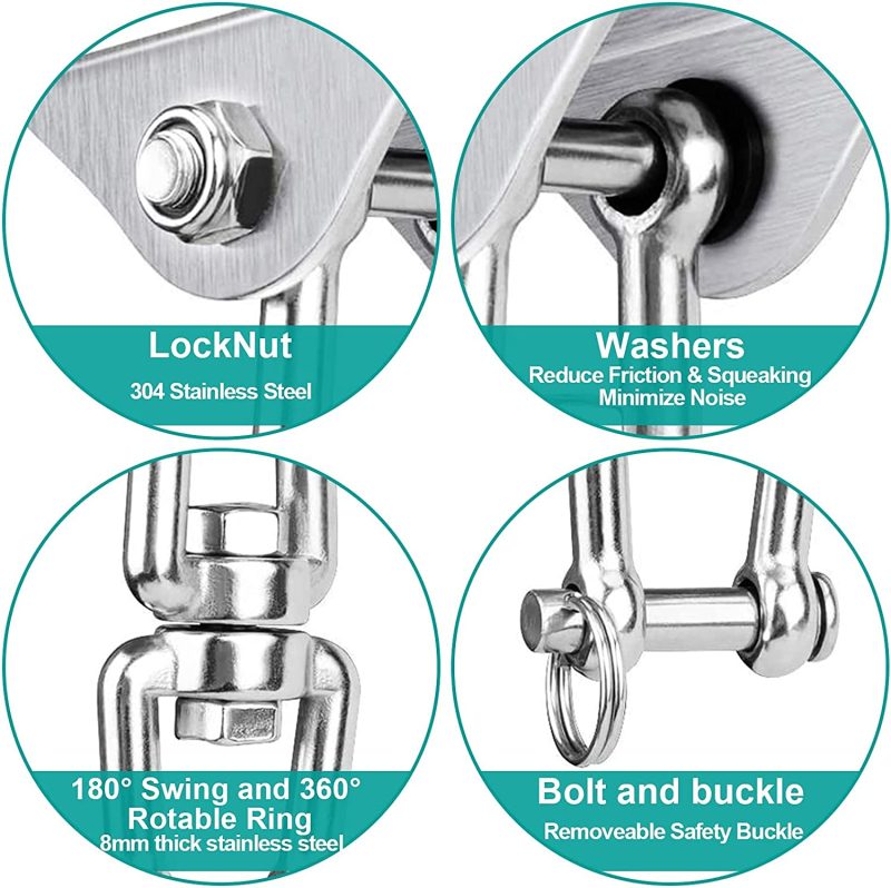 Heavy duty Swing Bracket with Shackle | Stainless Steel for Indoors or Outdoors | Pods, swings, hammock swings, boxing bags | 500kg rating - Image 7