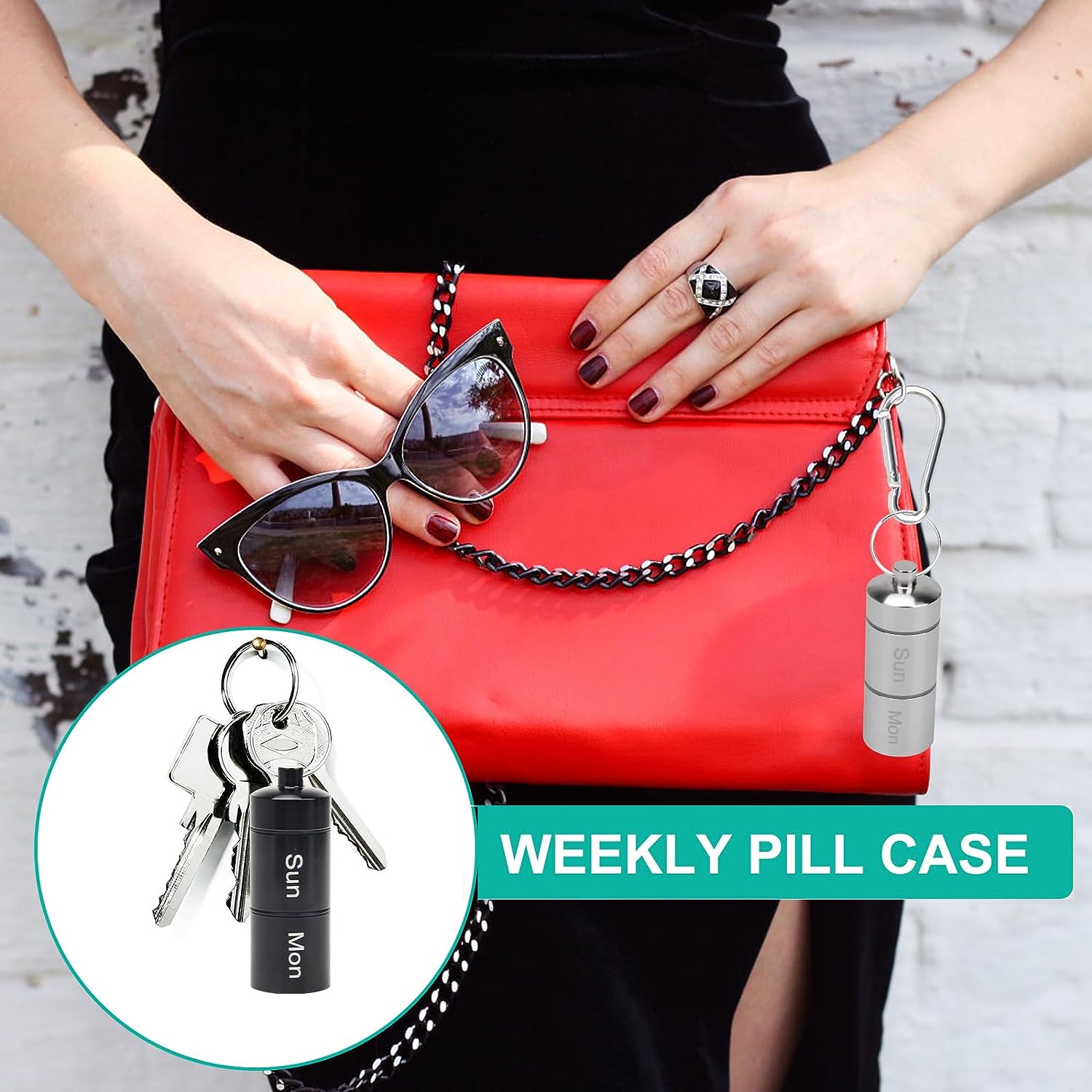 Portable Pill Case Keychain for Weekly Pill Organization | Aluminium & Waterproof - Image 4
