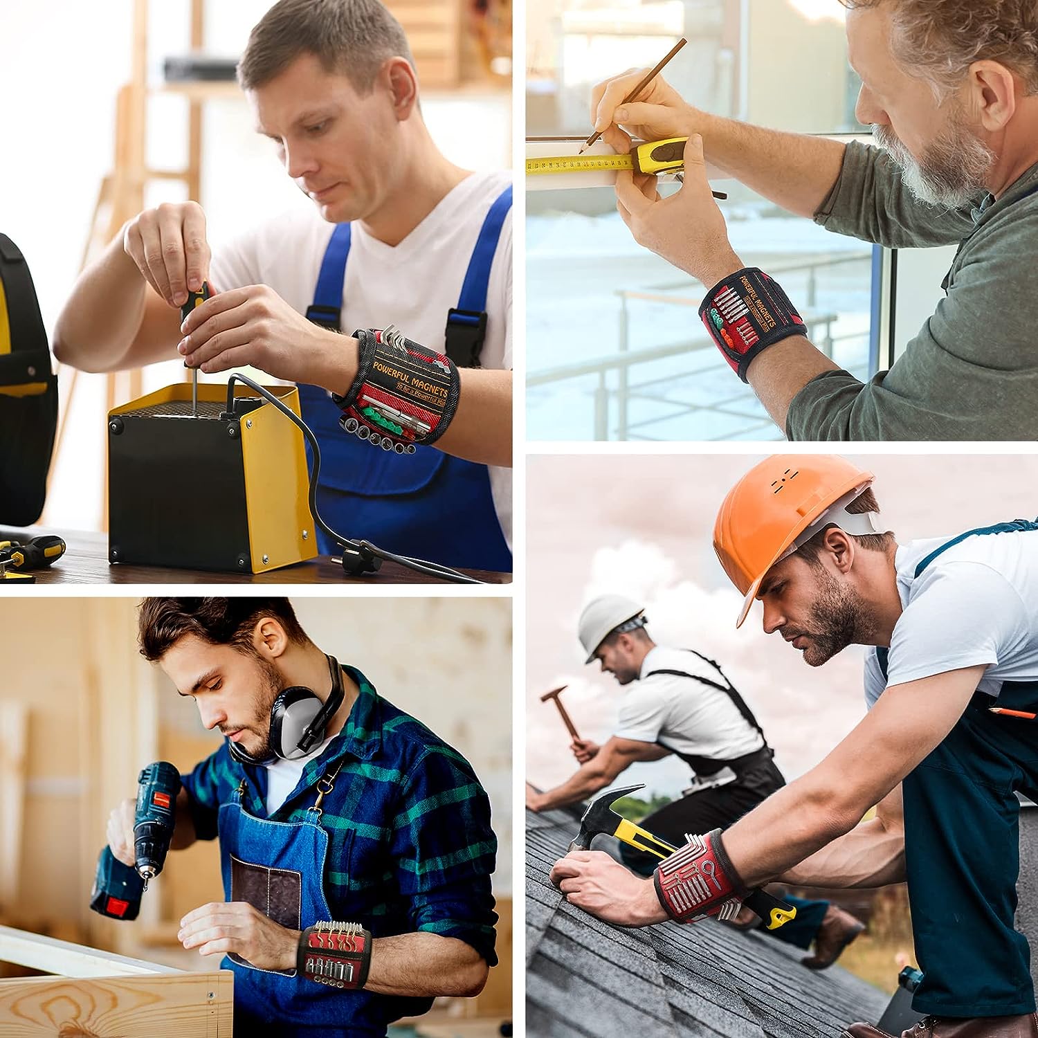 Magnetic Wristband - 5 Powerful Magnets for Holding Screws, Nails, Bolts, Drill Bits, Fasteners, Scissors, and Other Small Tools - Image 6