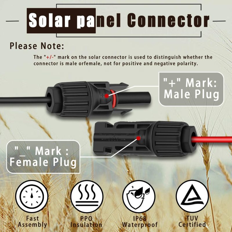 MC4 Male & Female to DC5521 Solar Panel Cable 16AWG1.5M to 0.5M 14AWG - Image 7