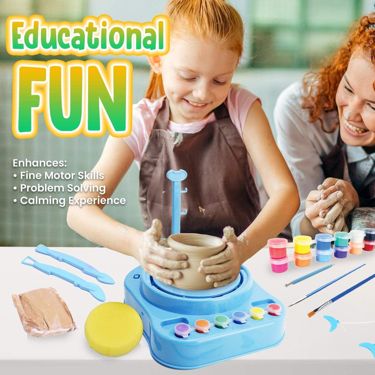 Complete Pottery Wheel and Painting Kit for Young Artists - AC