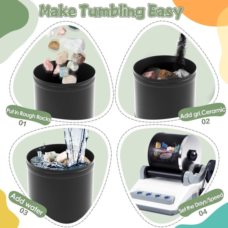 Discover the Art of Rock Tumbling with Our Volans Rock Tumbler Kit - AC Power - Image 3