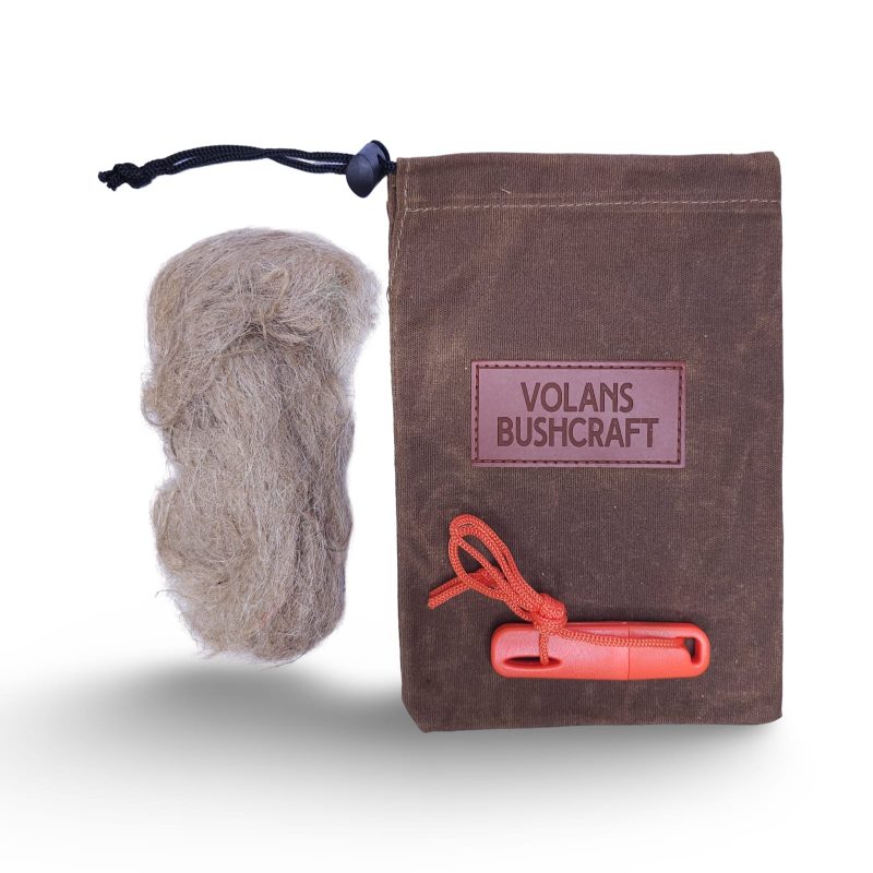 Scouts' Fire Starter with Waxed canvas bag & Jute tinder