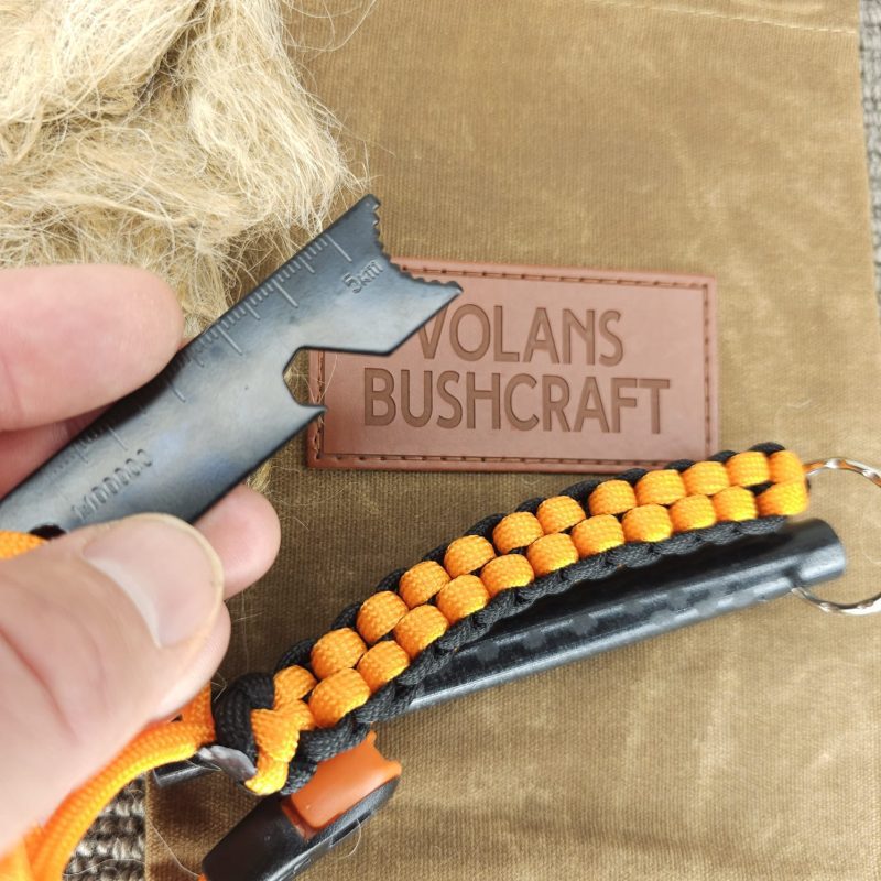 Ferro rod striker with paracord, whistle, bushcraft bag & Jute tinder bundle - Image 3