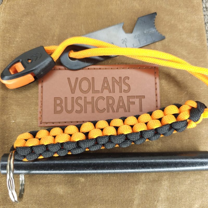 Ferro rod striker with paracord, whistle, bushcraft bag & Jute tinder bundle - Image 2