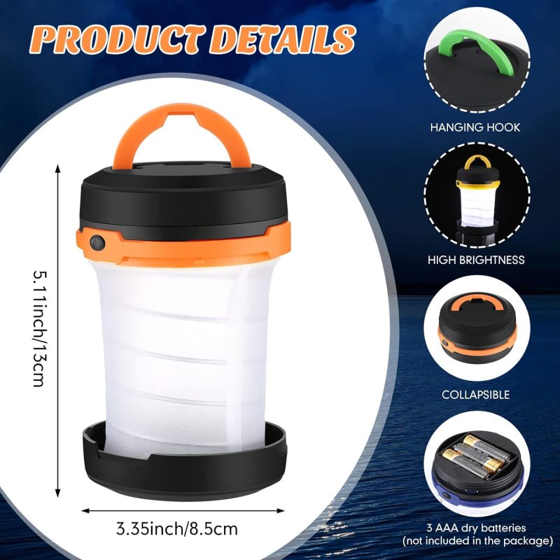 Versatile Collapsible LED Camping Lantern | Battery-Operated (AA) Outdoor Lighting | Red - Image 3