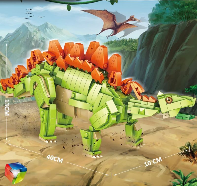 Large Stegosaurus Building Blocks - 611 Pieces, Ages 6+, Compatible with LEGO
