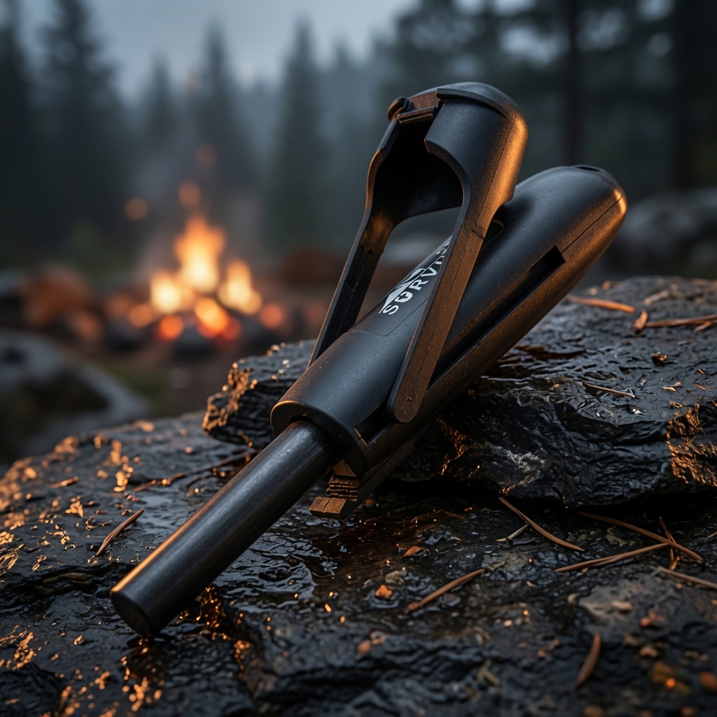 Emergency Whistle & Single-Handed Bushcraft ferro Combo - Image 3