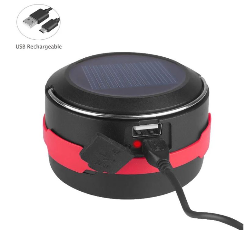 Solar Lantern - Compact, Collapsible, and Rechargeable LED Camping Light | Red - Image 4