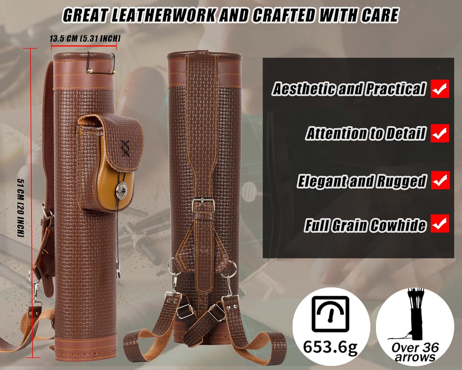 Traditional Shoulder Leather Quiver - Image 4