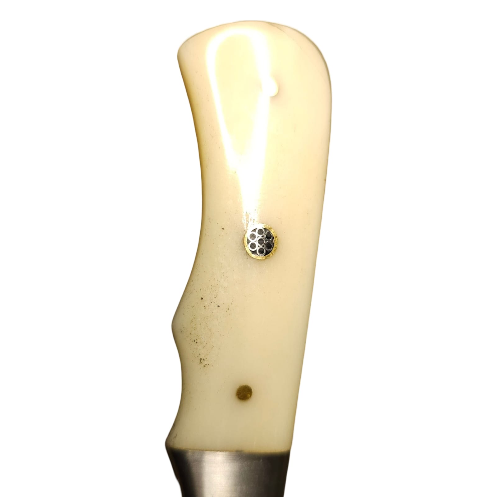 Damascus Hunting Knife – Camel Bone Handle, 21cm Overall Length, with Cowhide Leather Scabbard - Image 8