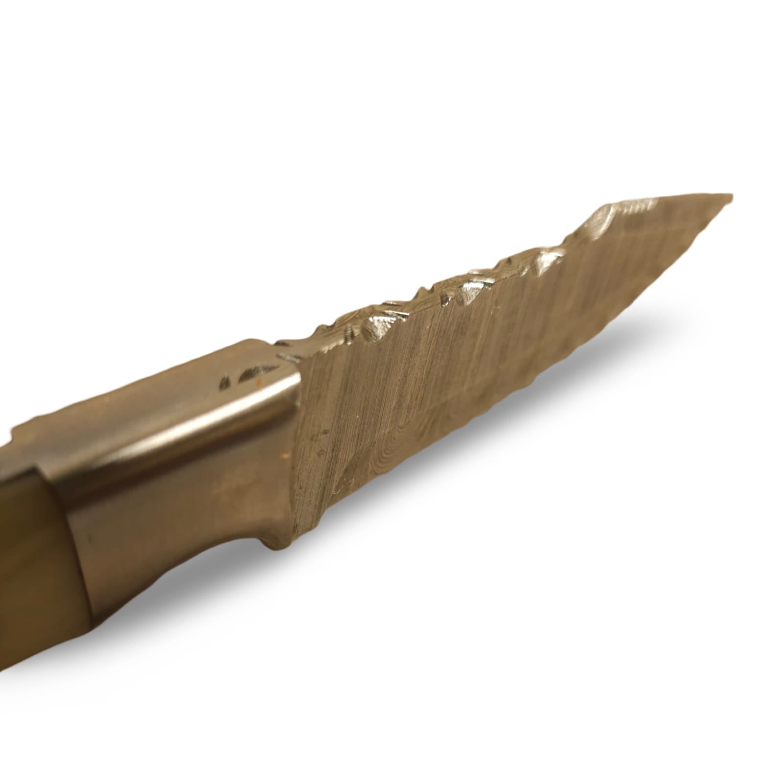 Damascus Hunting Knife – Camel Bone Handle, 21cm Overall Length, with Cowhide Leather Scabbard - Image 4
