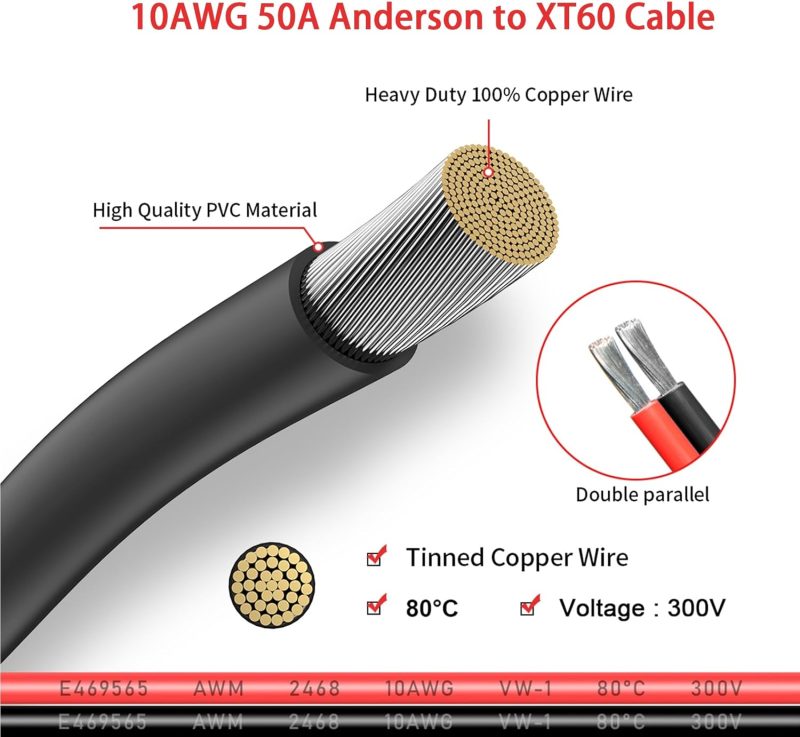 3.5m Anderson SB50 to XT60 Cable for EcoFlow delta & river - Image 3