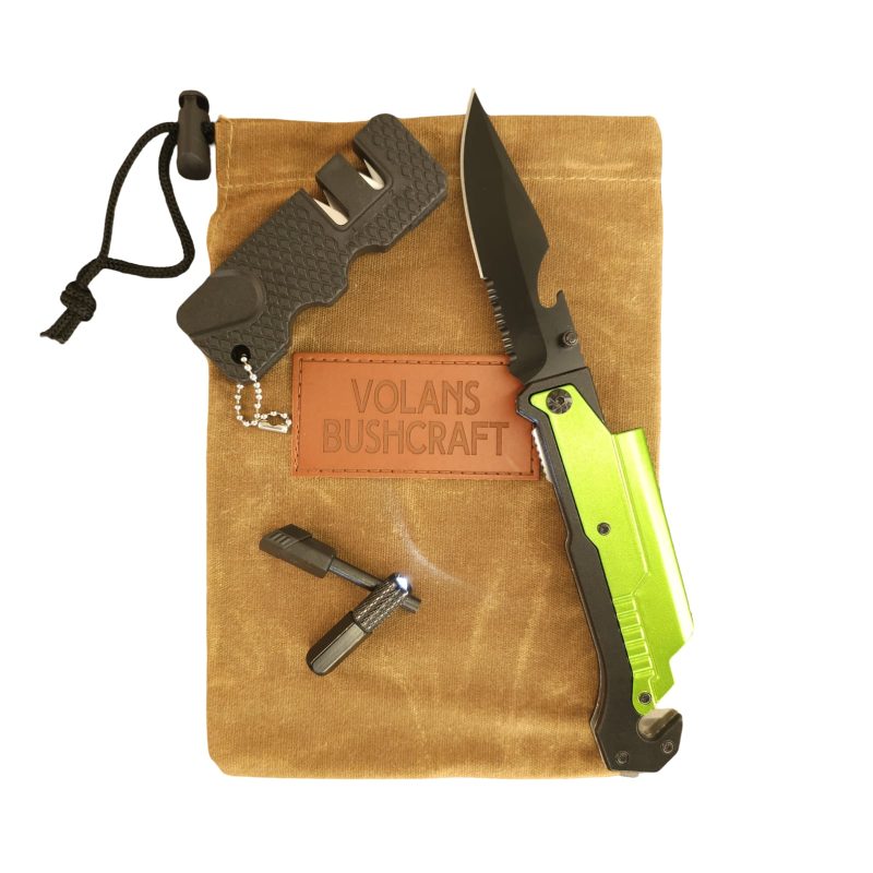 Multifunction Folding Knife with knife sharpener & Bushcraft bag