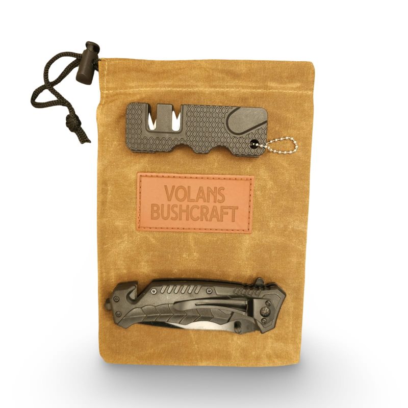 Tactical Folding Knife with Knife Sharpener & Bushcraft bag - Image 2