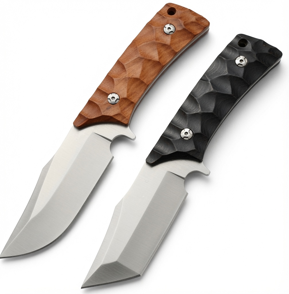 Premium Full Tang Fixed Blade Knife with Leather Sheath | D2 Steel | Rosewood Handle (Natural Brown or Black)