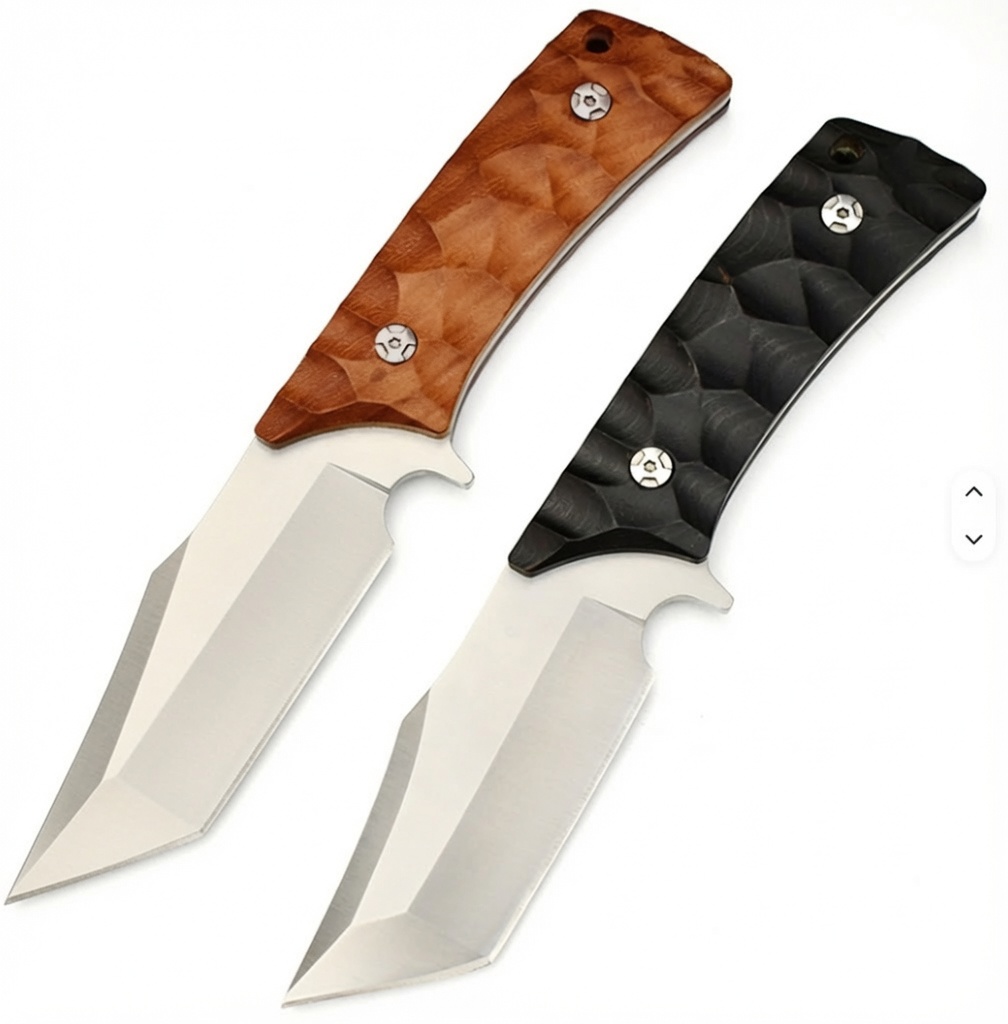 Premium Full Tang Fixed Blade Knife with Leather Sheath | D2 Steel | Rosewood Handle (Natural Brown or Black)
