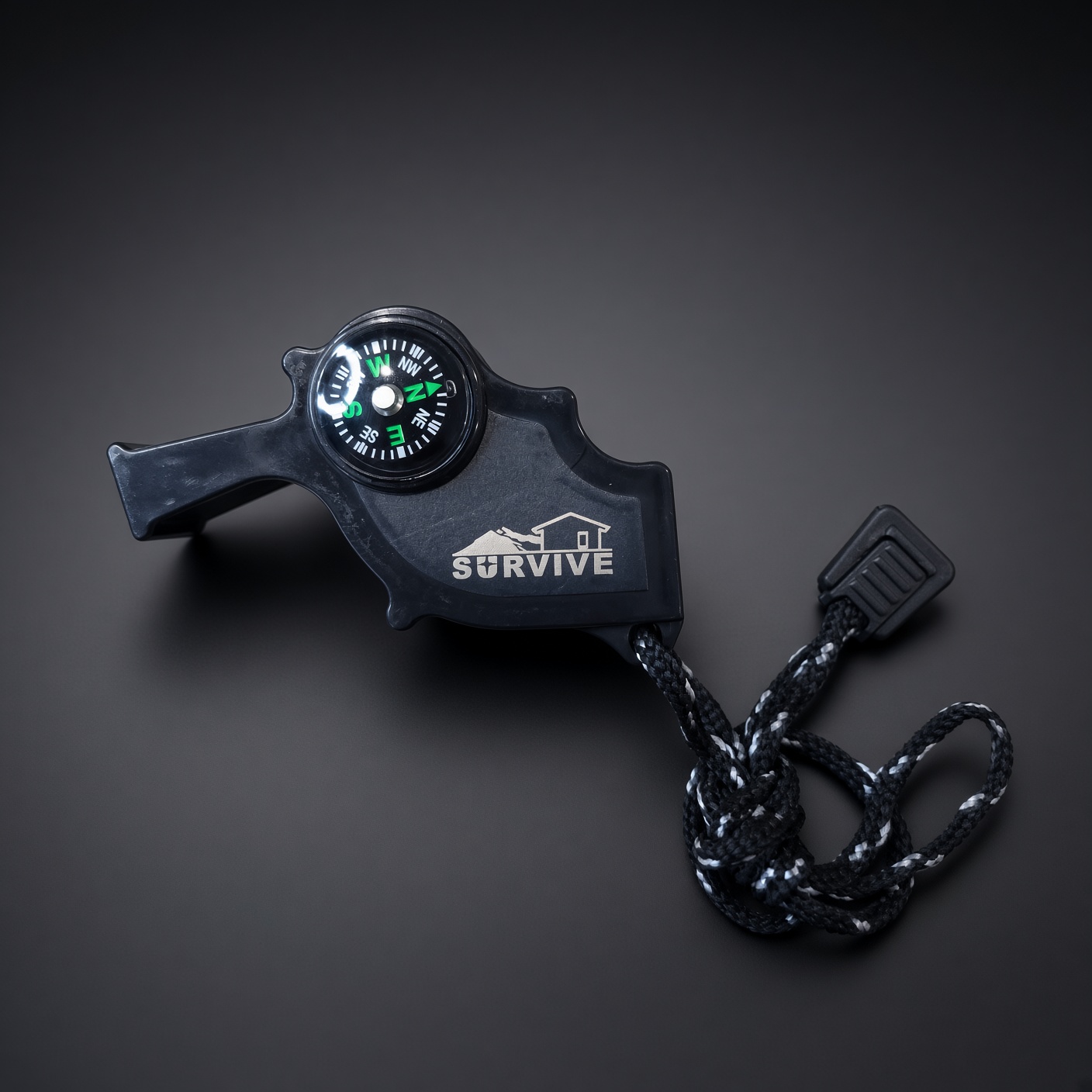 Survival Whistle with Compass, Thermometer & Flint, 30 g