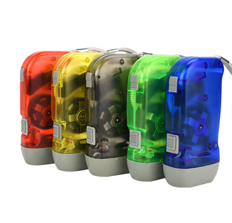 Hand Crank Emergency Flashlight: (Blue, Green, or Red)