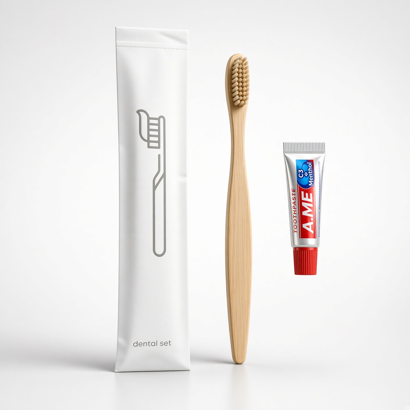 Travel Bamboo Toothbrush & Toothpaste Tube Set