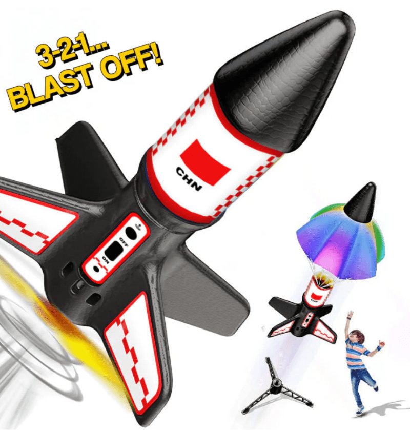 Rechargeable Parachute Rocket – Fly Up to 50m with Auto-Parachute Recovery