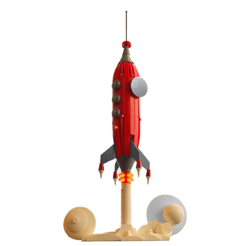 Retro Futuristic Rocket Ship Buildmoc – 330 Pieces