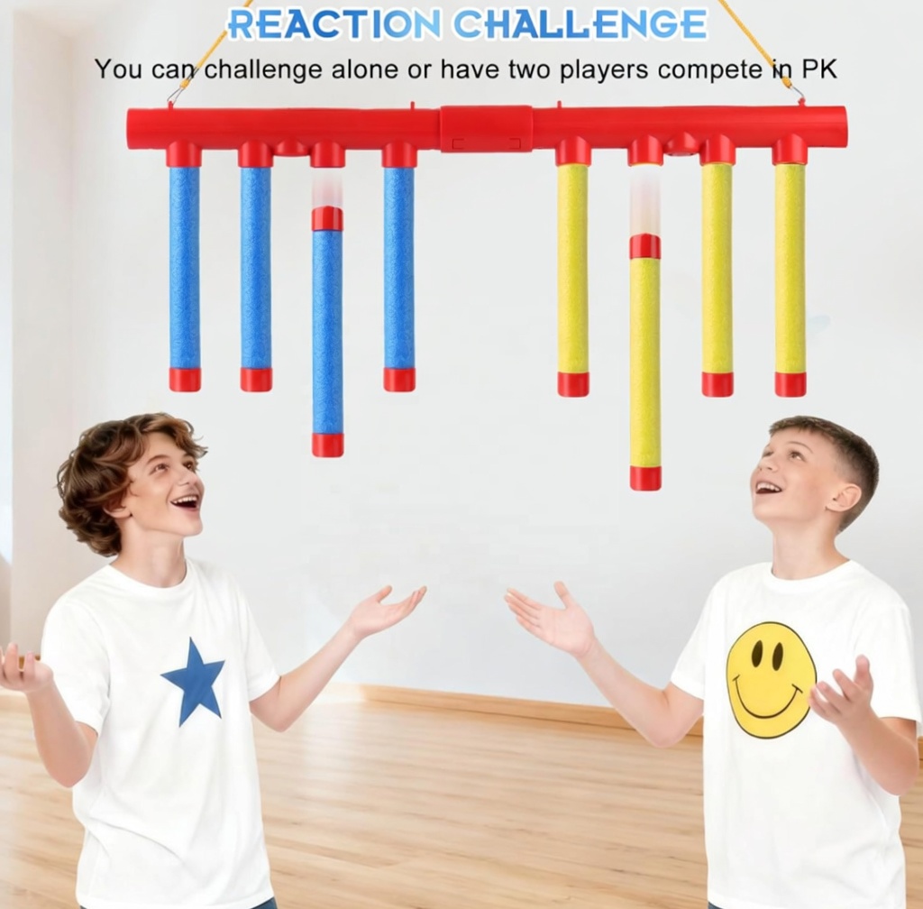 Reflex Drop Sticks Challenge Game – Rechargeable 2-Player Edition with Remote | 3 Speed Modes | Voice Guided Reflex Training