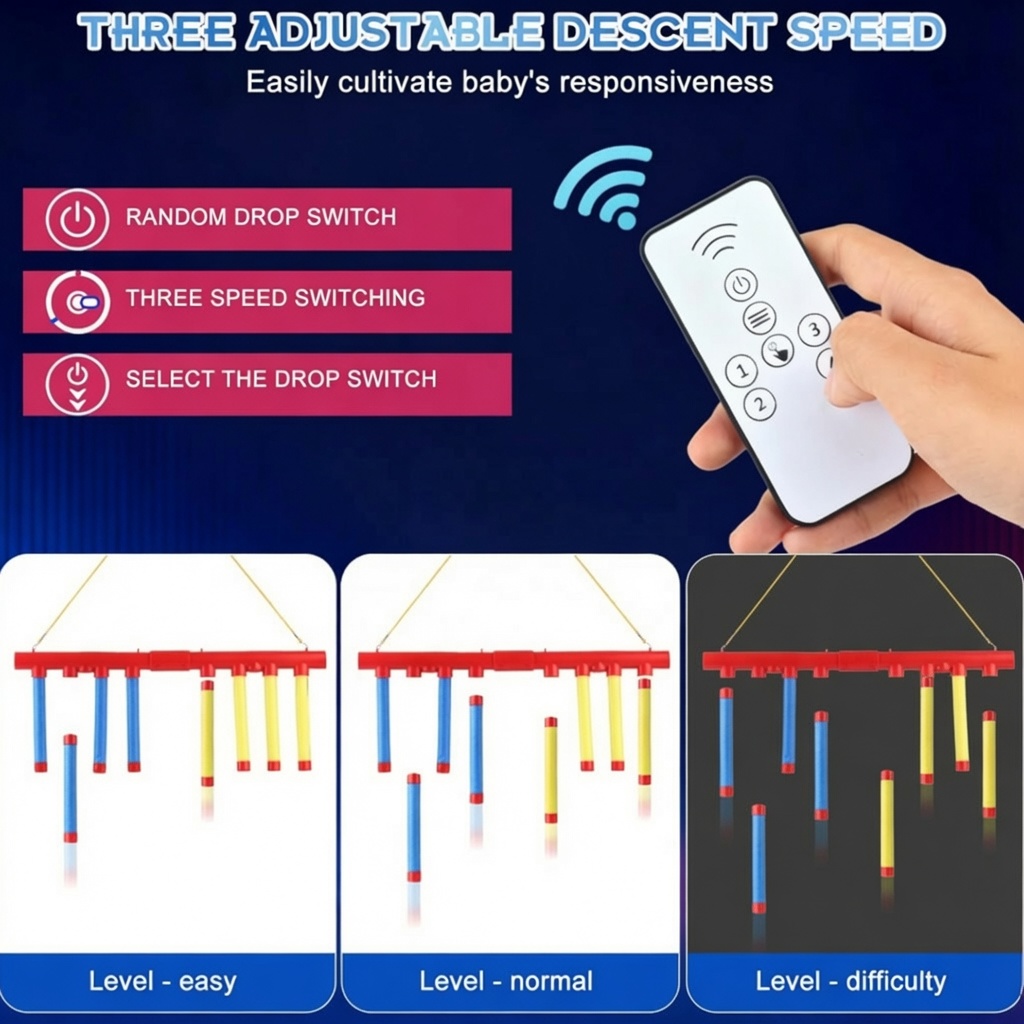 Reflex Drop Sticks Challenge Game – Rechargeable 2-Player Edition with Remote | 3 Speed Modes | Voice Guided Reflex Training - Image 4