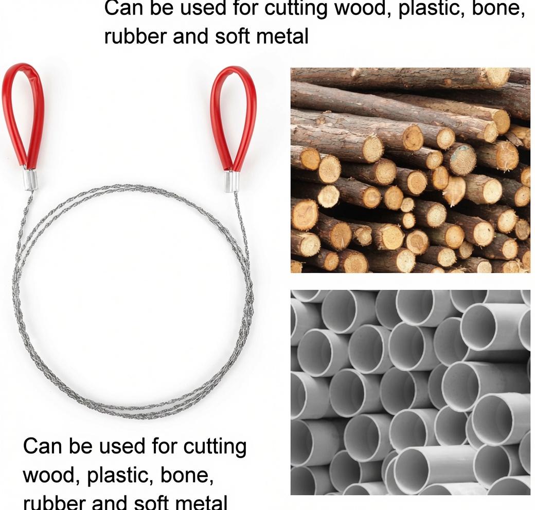 Serrated Wire Saw 80cm red handles - Image 3
