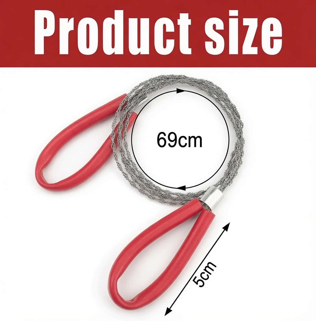 Serrated Wire Saw 80cm red handles - Image 2