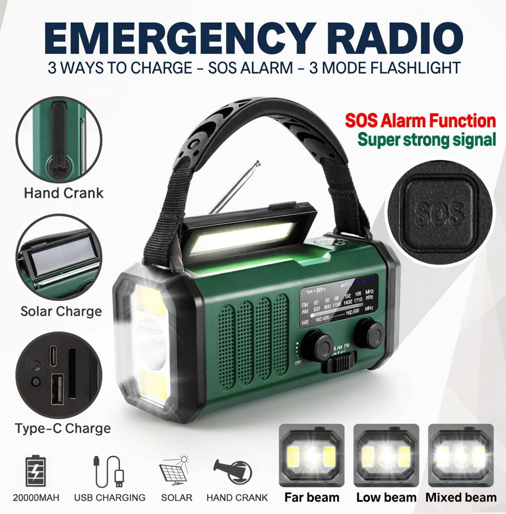 20000mAh Emergency Radio - 74,000mWh - Image 5
