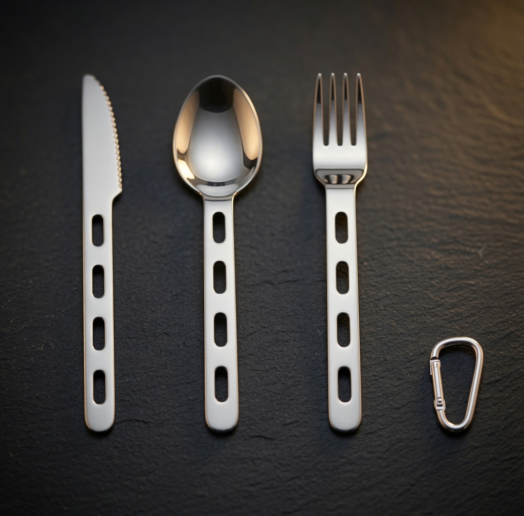 Stainless Steel Cutlery Set with Carabiner