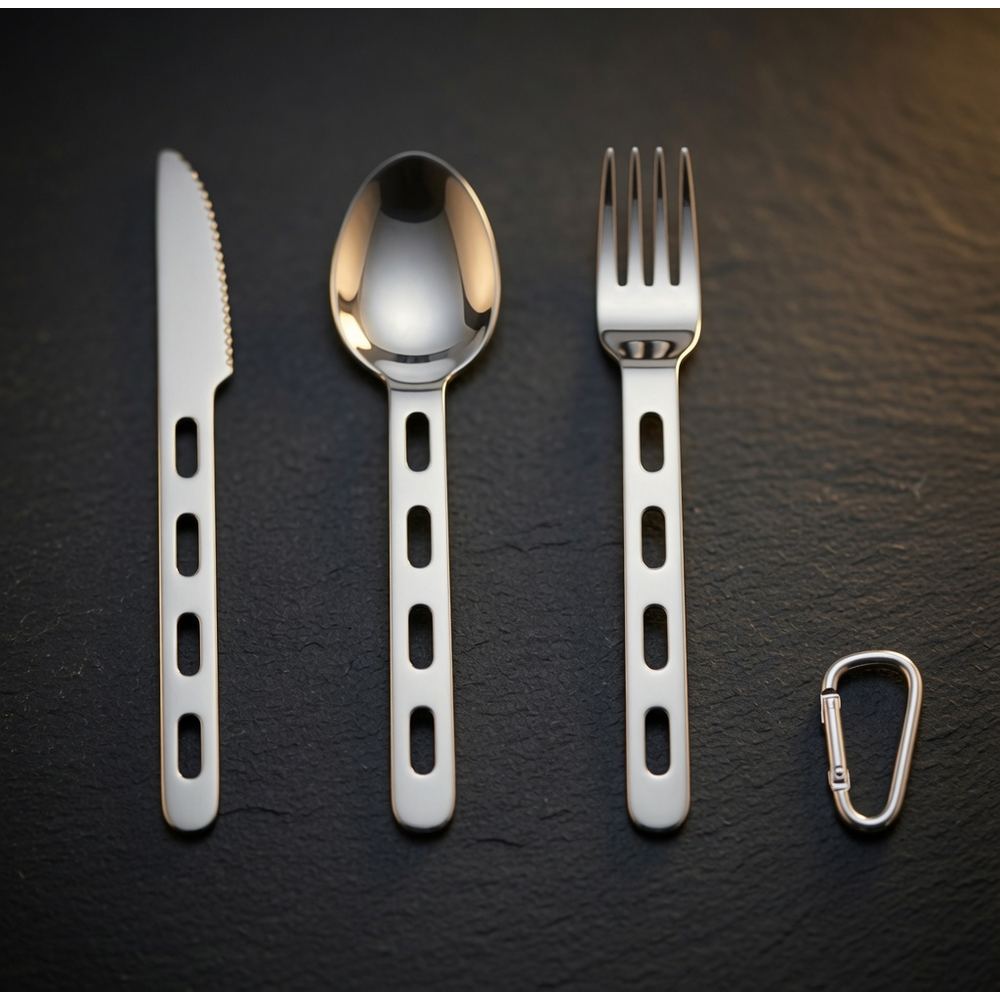 Stainless Steel Cutlery Set with Carabiner