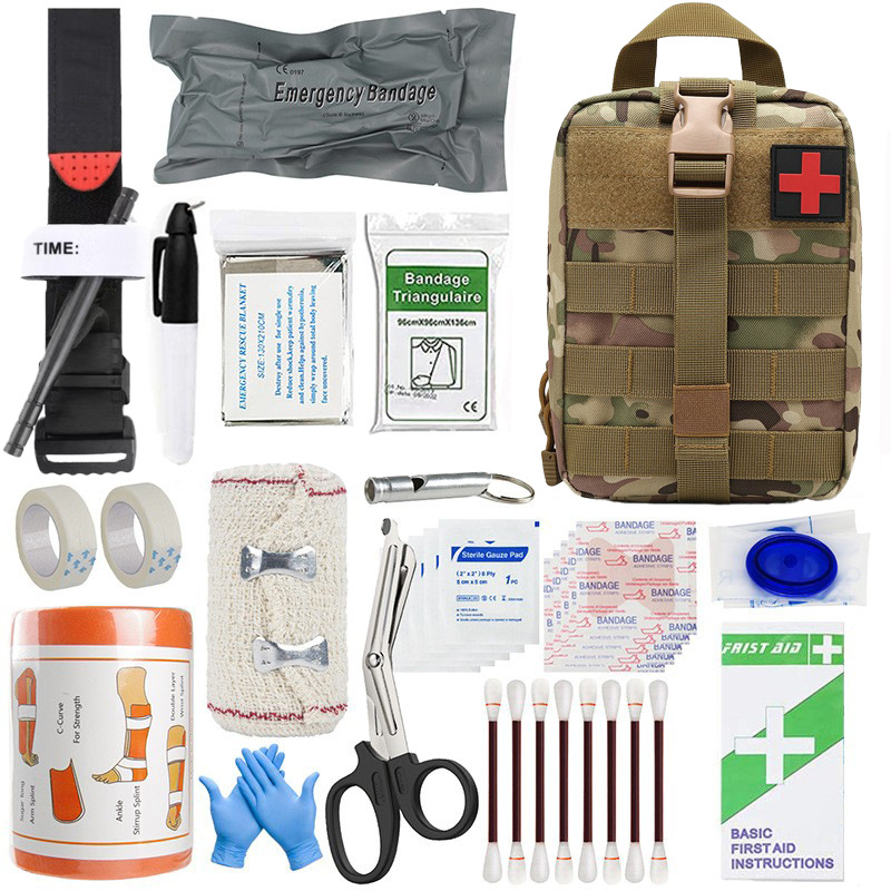 Tactical Trauma First Aid Kit with CAT Tourniquet & Israeli Bandage – Red or Camo - Camo Trauma Kit