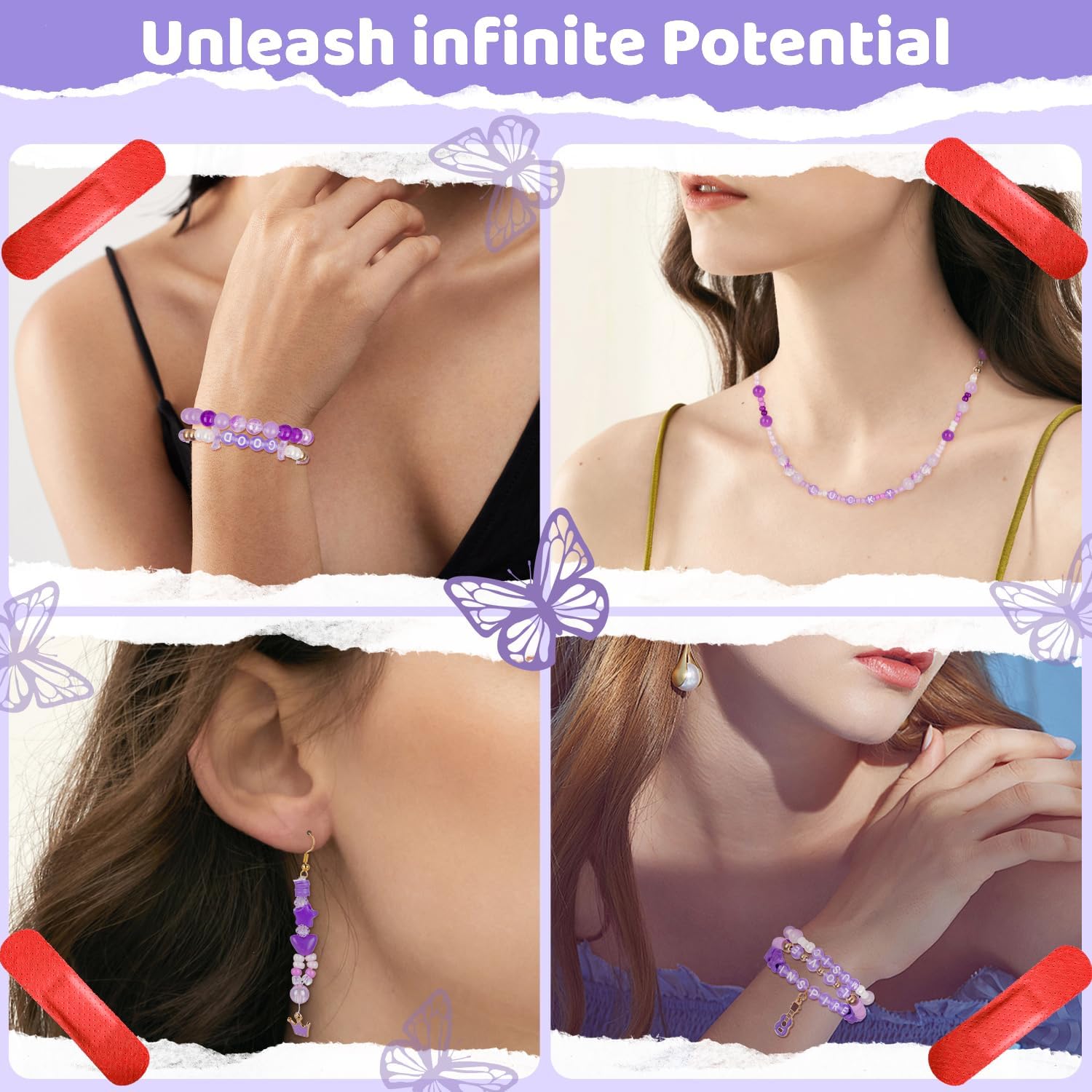 Purple Friendship Bracelet Making Kit – DIY Bead & Charm Set - Image 6