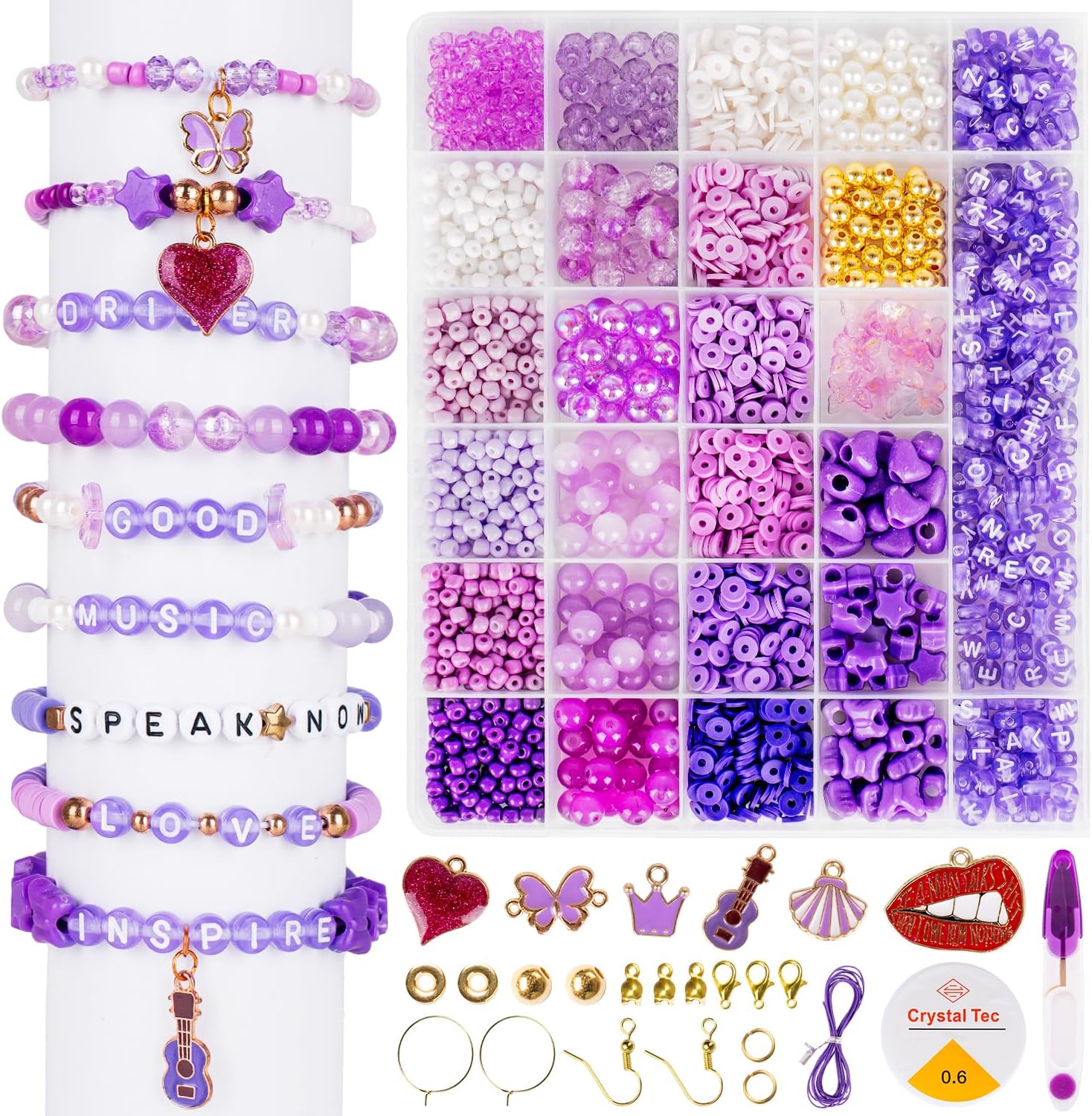 Purple Friendship Bracelet Making Kit – DIY Bead & Charm Set