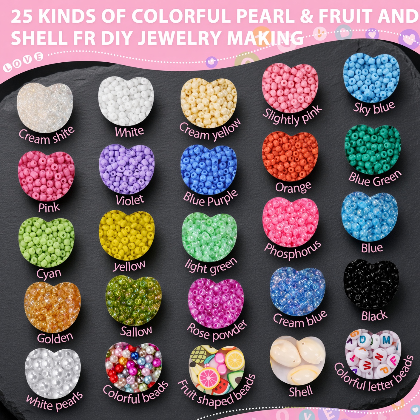 DIY Jewellery Making Kit – Seed Beads, Alphabet Letter Beads, Charms & Accessories - Image 3