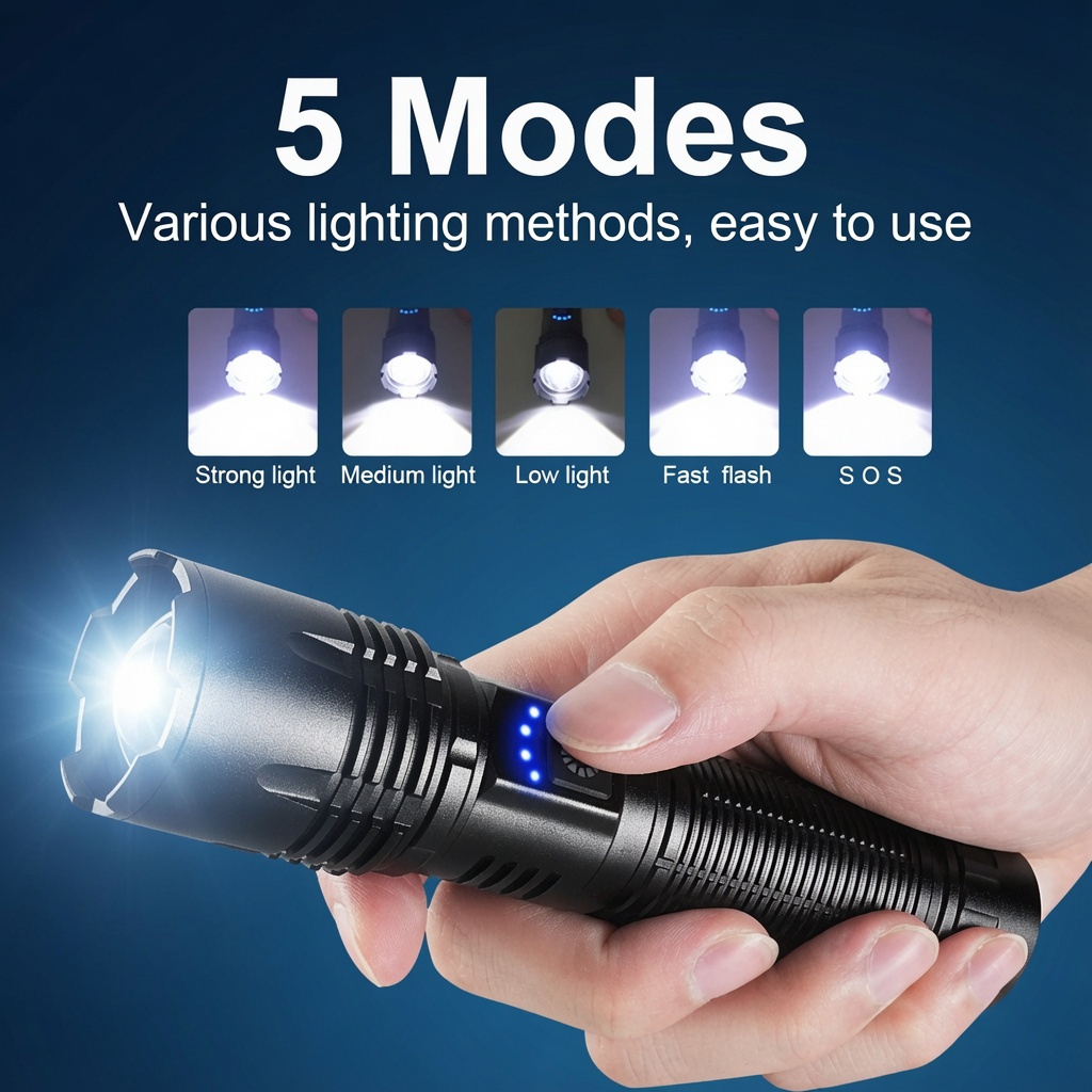 Large USB-C Rechargeable LED Torch - Image 4