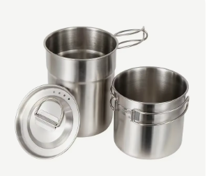 304 Stainless Steel Camping Cookware Set | 2-Piece Pot & Cup