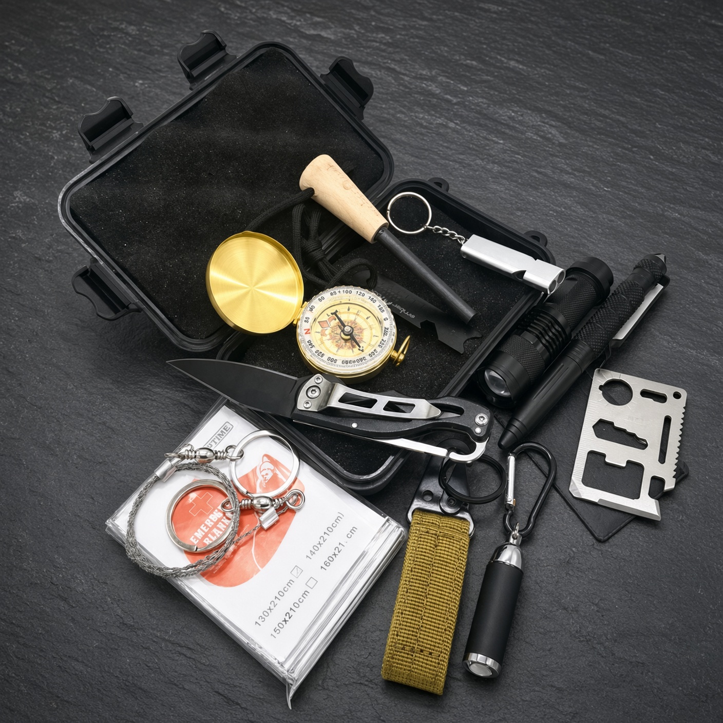 Volans 13-in-1 Outdoor Survival Kit — Black Case